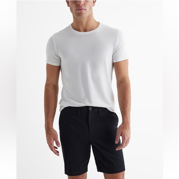 Express Chino At the Knee 10” Inseam Shorts in Black - Picture 1 of 14
